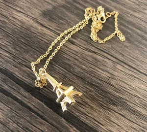 Zara Gold Plated Paris Eiffel Tower Necklace Charm Pendant with Rhinestone Crystals thumbnail 8