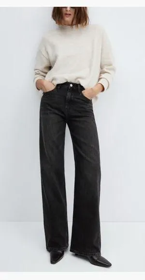 Mango Black/Gray straight Leg Jeans size 6 thumbnail 1
