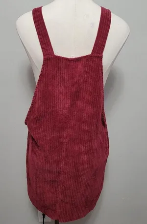 Asos En Creme burgundy corduroy pinafore dress size medium thumbnail 7