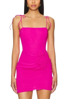 NWT AMANDA UPRICHARD Holly Dress Small Hot Pink Rosette Mini $255 thumbnail 9
