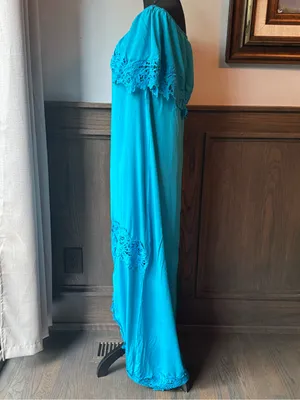 Sisjuly Teal Off-Shoulder Maxi Dress thumbnail 3