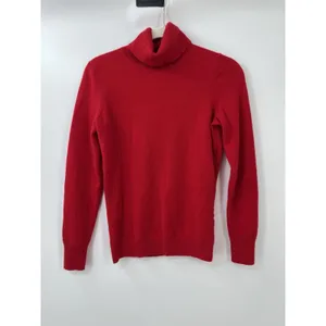 Talbots Pure Cashmere Turtleneck Red Holiday Christmas Minimalist Sweater Bright thumbnail 3