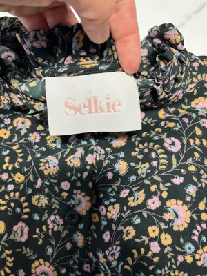 Selkie The Bistro button down Blouse in Ditsy Dark Green Floral Top thumbnail 4