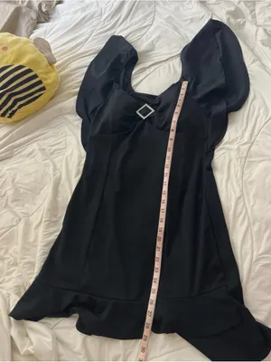 Black ruffle sleeve Mini Dress with Rhinestone Accent thumbnail 6