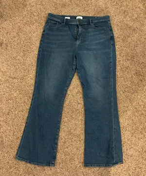 LOFT Dark Blue Flare Jeans thumbnail 1