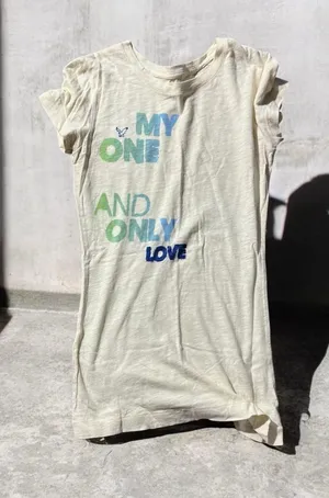 American Eagle Outfitters Cream Tee with Colorful Text 544 thumbnail 1