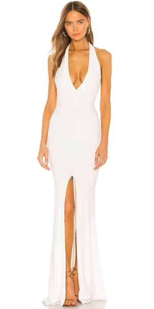 Revolve Illegal halter prom dress in white thumbnail 1
