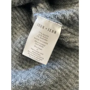 John + Jenn Mock Neck Striped Sweater Womens XL Gray Pink Knit Crop Preppy thumbnail 5