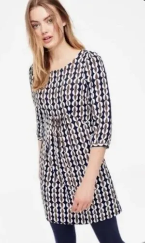 Boden EUC Women's Geometric Print Scoop Neck Dress Size 8L thumbnail 1
