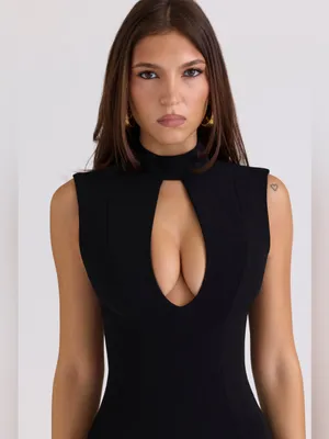 House of CB Rosa Black Crepe Keyhole Silhouette Mini Dress NWOT size XL thumbnail 8