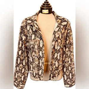 Cozy‎ Casual Snake Print Shacket Lightweight Button Up Jacket Women's Large L thumbnail 5