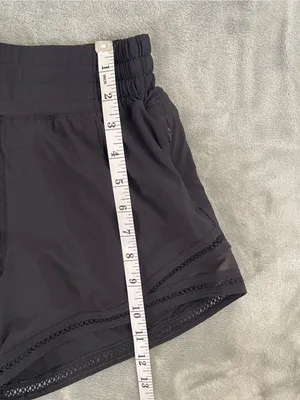 Lululemon Hotty Hot High Rise lined shorts 3.5” lace trim Black Athletic gym 0 thumbnail 10