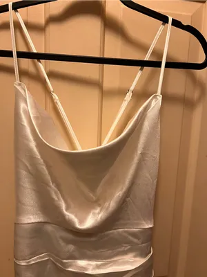 Lulu's Ivory Satin Cowl Midi Dress thumbnail 3