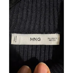 Mango MNG Navy Blue Ribbed Knit Polo Sweater Gold Buttons Size S Coastal Preppy thumbnail 4