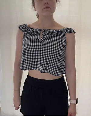 Billabong Peach Kisses Top - Gingham Black/White - XS thumbnail 13