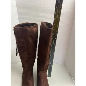 JG Womens Brown Zippered Braided Tassel Boots Size 8.5 Lined SEE DESCRIPTION thumbnail 8