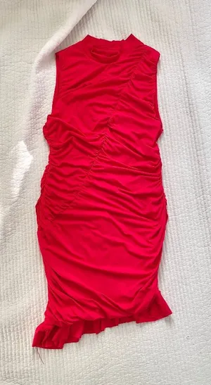 red ruched formal ruffle mini dress Size M thumbnail 1