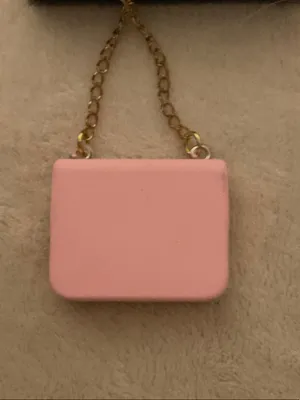 Pink Mini Purse Keychain with Gold H Accent thumbnail 3
