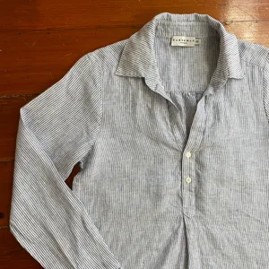 Harshman Collette Tuckernuck Stripe Tunic Shirt Dress 100% Linen Sz XS 🧡🎀 thumbnail 12
