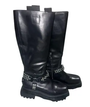 NEW Circus NY by Sam Edelman Hayes Women's Black Leather Stud Motorcycle Boot thumbnail 9