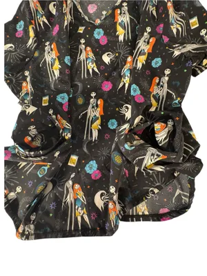Disney Nightmare Before Christmas Scrub Top 3X Jack Sally Halloween Scrubstar thumbnail 7