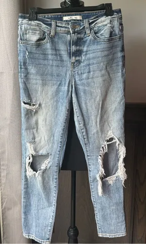 Willow + Root Distressed Denim Jeans Sz 27 Blue thumbnail 1