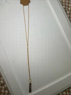 Gold Chain Necklace with Dalmation Print Bar Pendant thumbnail 3