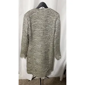White House Black Market Metallic Tweed Tie Waist Coat Gray Cream Size 14 thumbnail 5