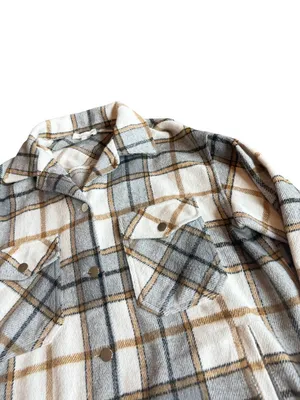 Bohme Plaid Flannel Shacket Shirt Jacket Snap Down Button Pockets Medium Women's thumbnail 7