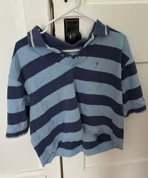 Polo Blue Striped Collared Short Sleeve Shirt thumbnail 1
