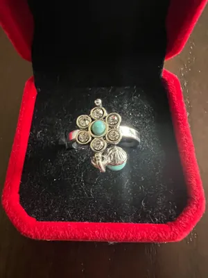 Women’s Stainless Steel Silver Simulated Faux Turquoise Ring Size 6 New thumbnail 1