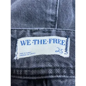 Free People Women's Black High Waist Baggy Flare Wide Leg Denim Jeans Pants 25 thumbnail 5