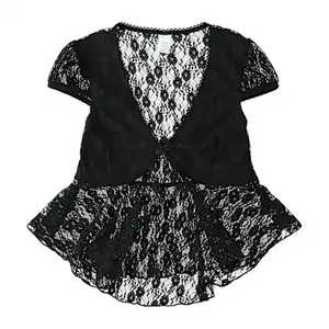 NWT Black Lace see through Cap Sleeve Babydoll high low Top size M thumbnail 5