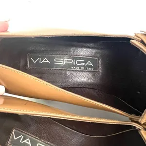 Vintage Via Spiga Italian Leather Tan Y2K Block Heel Loafers - Size 6.5 thumbnail 12