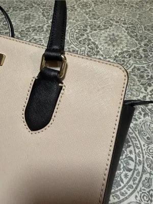 Kate Spade New York Pale Cream Pink and Black Satchel with CrossBody handle thumbnail 3
