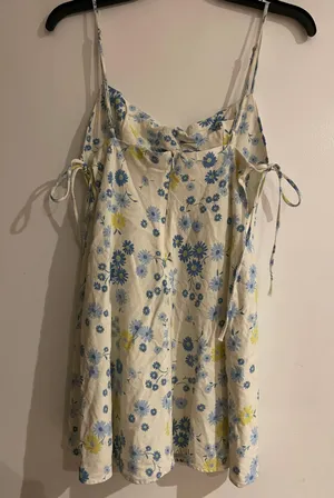 Zara Floral Linen Mini Dress Medium thumbnail 5
