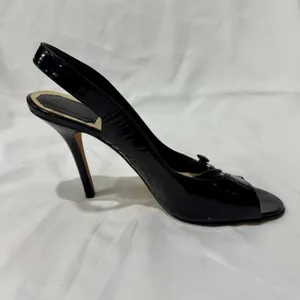 Christian Dior Black Patent Leather Peep Toe Slingback Heel Single Shoe 38.5 thumbnail 2