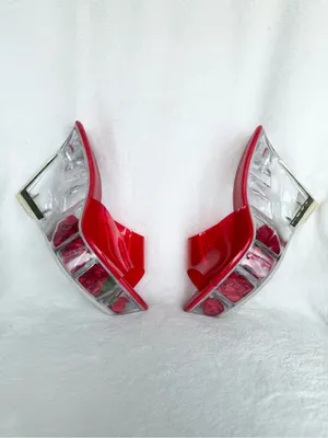 Red Clear Wedge Slide Sandals with Rose thumbnail 7