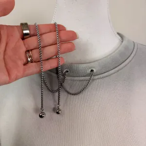 Womens Grey Cream Ombre Cropped Sweatshirt Silver Chain Detail Boxy Fit L thumbnail 7