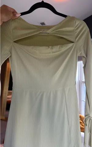 Oh Polly Mini Dress Long Sleeve light green thumbnail 6