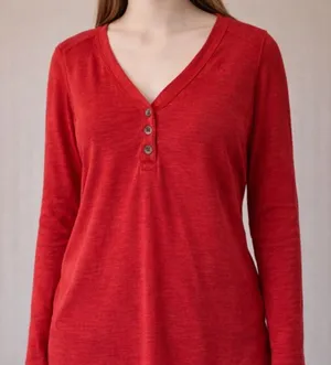 LOFT Women's Long-Sleeve Top Size M Red thumbnail 1