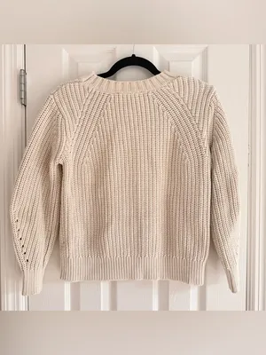 Everlane The Texture Cotton Crewneck Knit‎ Sweater Jumper Cream size Small thumbnail 3