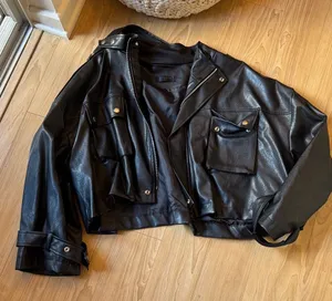 storets Black Faux Leather Bomber Jacket thumbnail 1