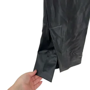 Abercrombie and Fitch Pants Flared Split Hem Vegan Leather Black Size 27 4‎ thumbnail 5