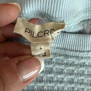 Pilcro and the Letterpress Light Blue Textured Waffle Knit Short Sleeve Top L thumbnail 3