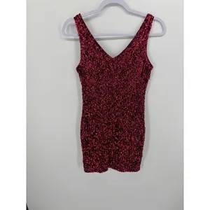 PrettyGuide Sequin Bodycon Dress Women S Burgundy Red V-Neck Mini Party Clubwear thumbnail 3
