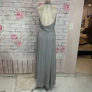 Fame and partners halter mock neck medium gray gown thumbnail 6