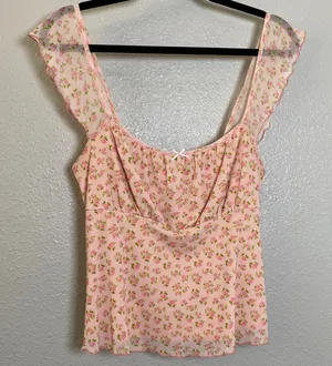 Coquette Babydoll Top Large‎ Pink Dollette Fairy Feminine Romantic Milkmaid Y2K thumbnail 1
