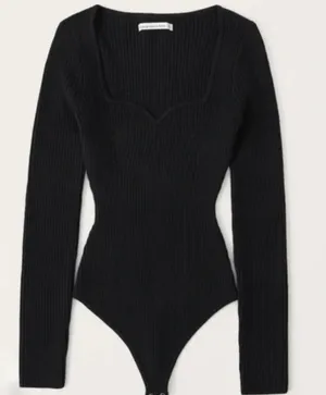 Abercrombie & Fitch sweetheart neck long sleeve bodysuit size small thumbnail 1