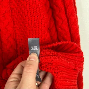 Aerie Cable Knit‎ Crew Neck Sweater Red Sz M thumbnail 5